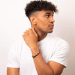 Fred Bennett braunes Lederarmband mit kaffeefarbenen Edelstahlperlen