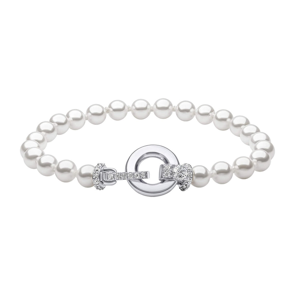 Diamonfire Shell Pearl Bracelet with Zirconia Feature Clasp