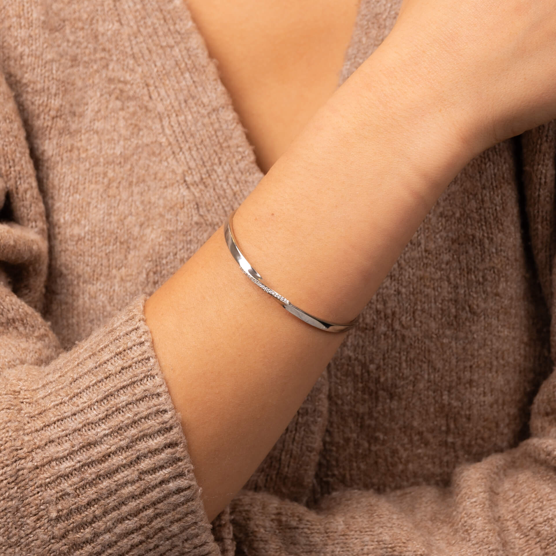 Beginnings Twist Open Bangle with Cubic Zirconia