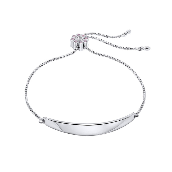 D For Diamond Armband mit rosafarbener Blume und Knebelverschluss mit Diamant