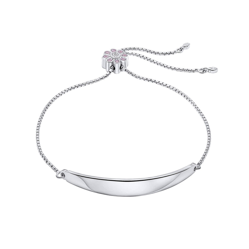 D For Diamond Pink Flower Toggle Bracelet with Diamond