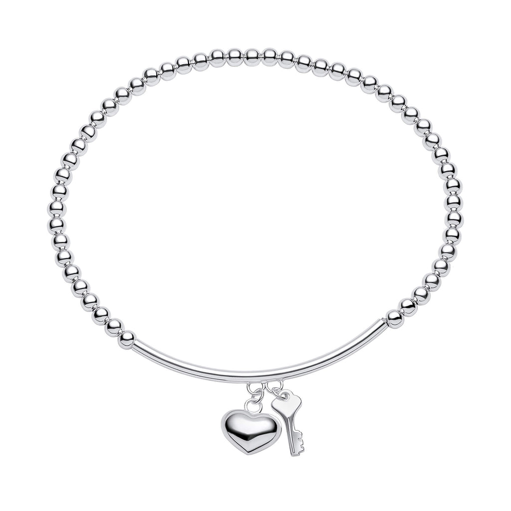 Beginnings Stretch-Armband mit Herz- und Schlüsselanhängern