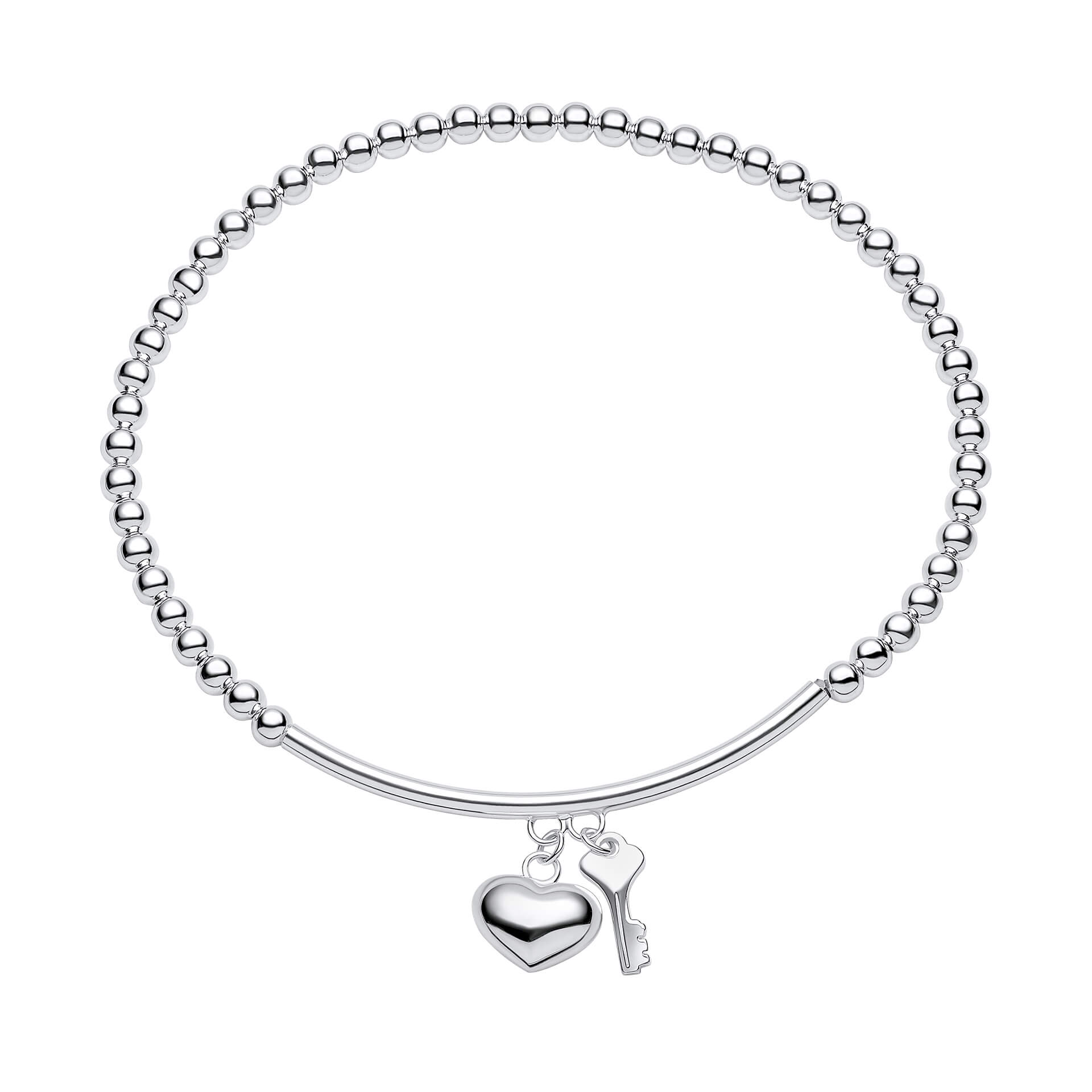 Beginnings Stretch-Armband mit Herz- und Schlüsselanhängern