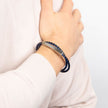 Fred Bennett Double Wrap Blue and Black Leather Bracelet
