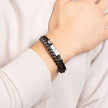 Fred Bennett Black Leather and Stainless Steel ID Bar Bracelet