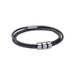 Fred Bennett Triple Layer Thin Black Leather Bracelet