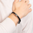 Fred Bennett Triple Layer Thin Black Leather Bracelet