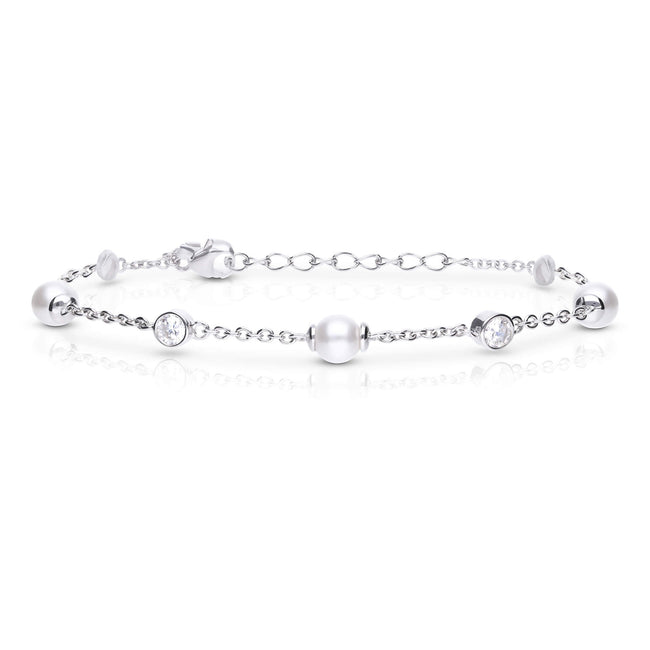 Diamonfire Armband mit Wechselnden Muschelkugeln und Zirkonia-Elementen