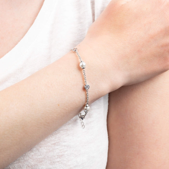 Diamonfire Armband mit Wechselnden Muschelkugeln und Zirkonia-Elementen