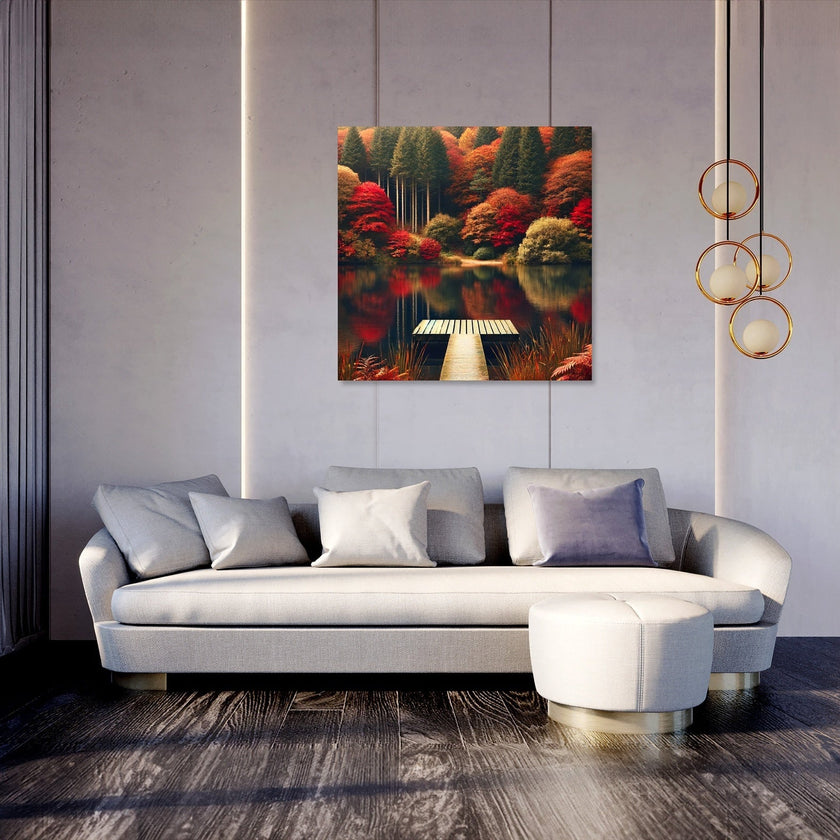 Autumn Lake Tranquillity Canvas