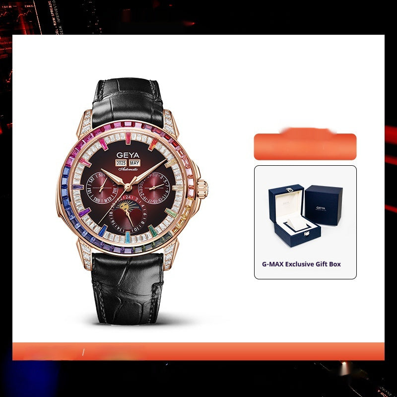 Reloj mecánico multifuncional Rainbow Circle para hombre, completamente automático e impermeable