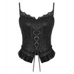 Dark in Love Black Lace Court Lace-Up Camisole
