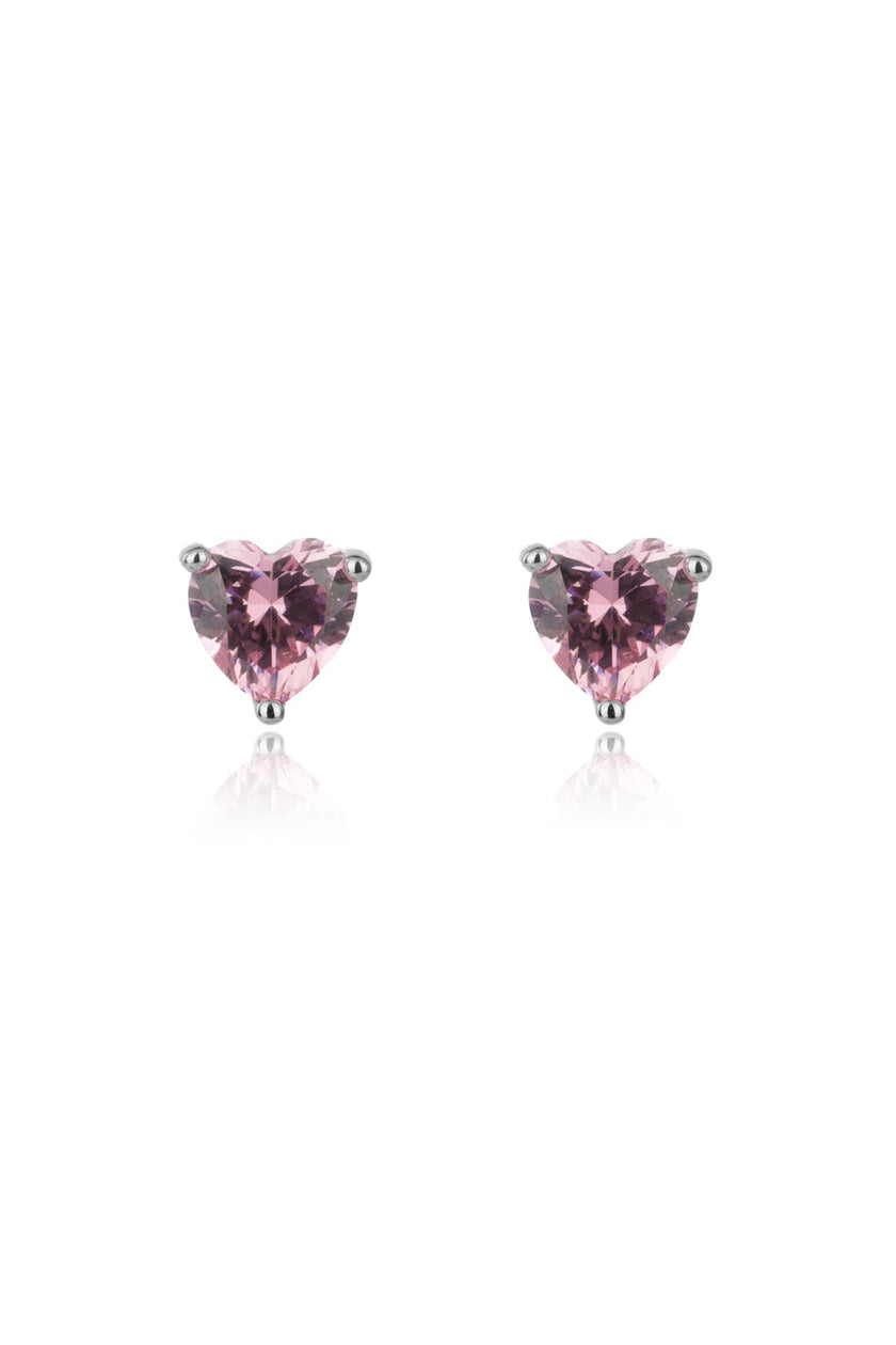 SWEETHEART HEART STUDS SILVER