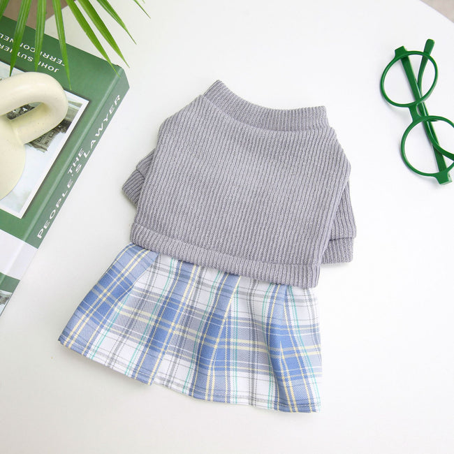 Freizeit-Hundekleidung: Warmer Sweatshirtrock und Hose aus Wollstoff