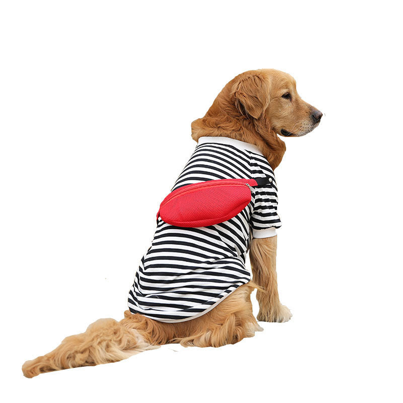 Medium-sized Dog Large Dog Autumn And Autumn Striped Thin Vest