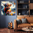 Vibrant Highland Cow Abstract Canvas