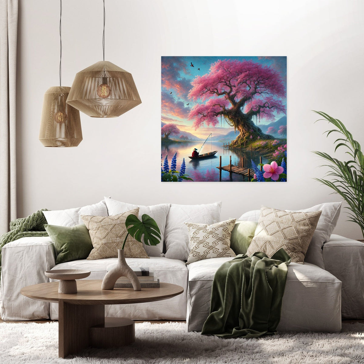 Tranquil Blossom Lake Canvas