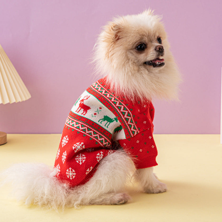 Suéter Navideño para Perros con Alces y Árbol de Navidad