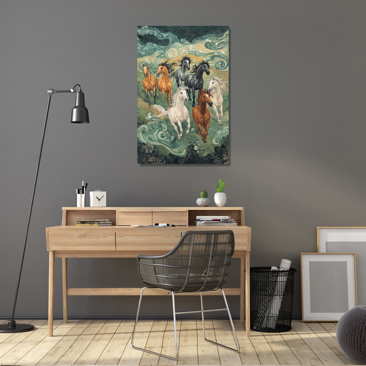 Lucky Running 7 Horses Canvas