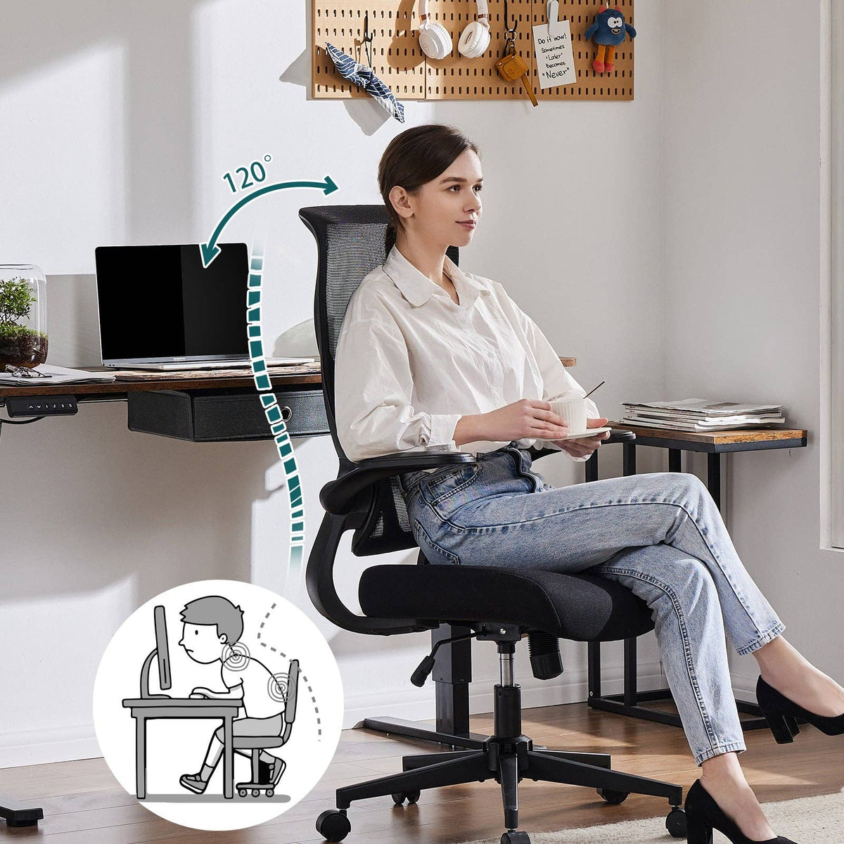 Auraspine Ergonomic Mesh Office Chair with Adjustable Lumbar Support & Breathable Backrest