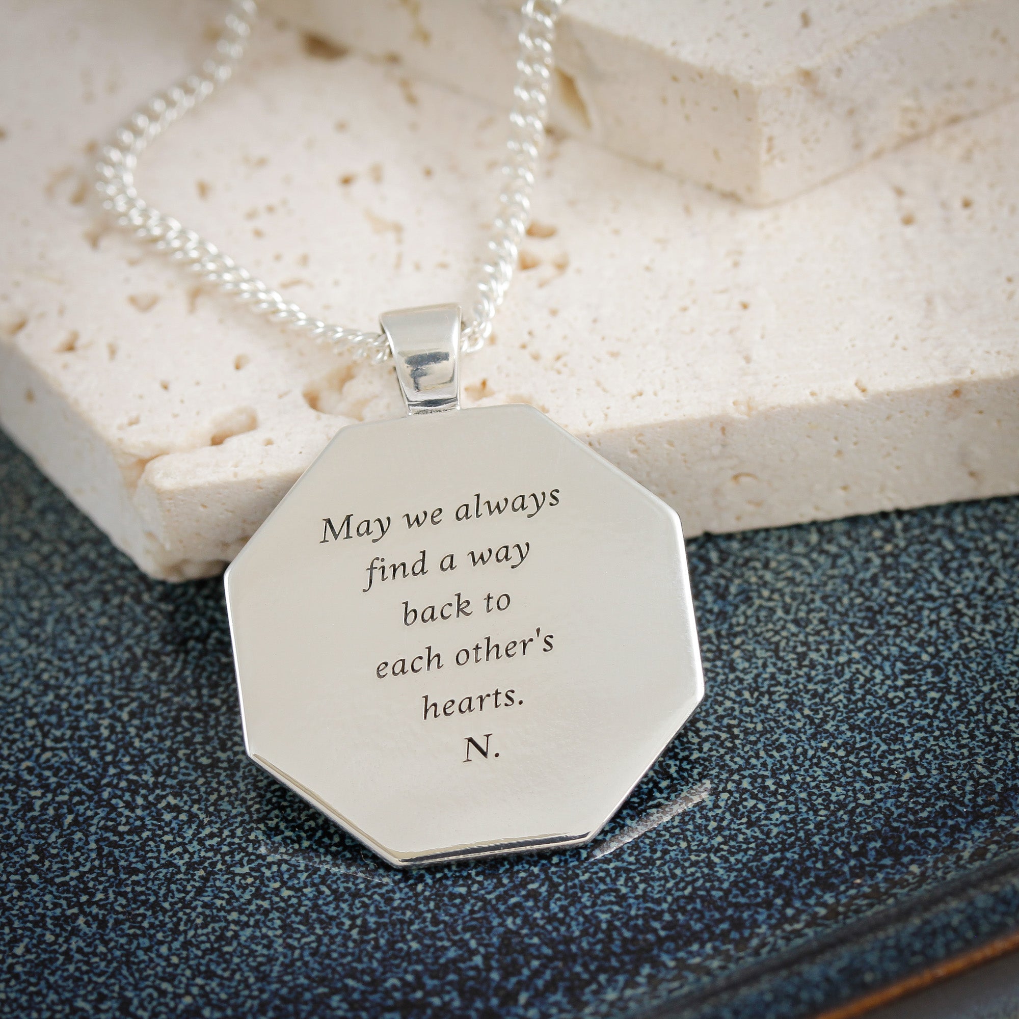 Oktagonaler Vegvisir Wikinger Runen Personalisierter Silberkette