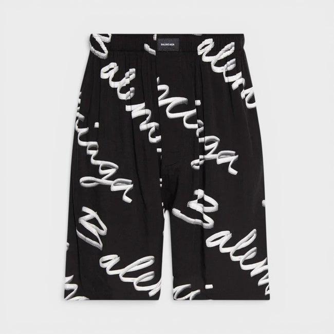 Pyjama Shorts Black White