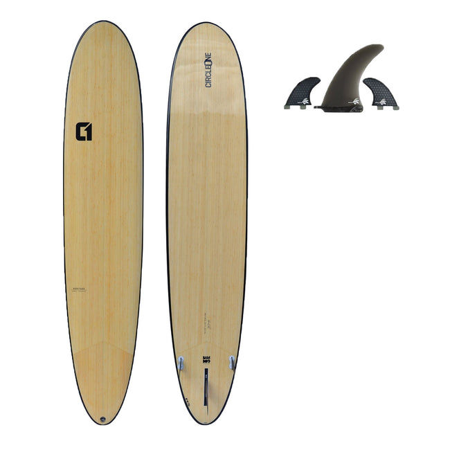 9ft 6 Bamboo Round Pin Tail Longboard Surfboard (FINS Included)