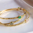 Simi Three Stone Stacking Bangle: Gold Peach Moonstone