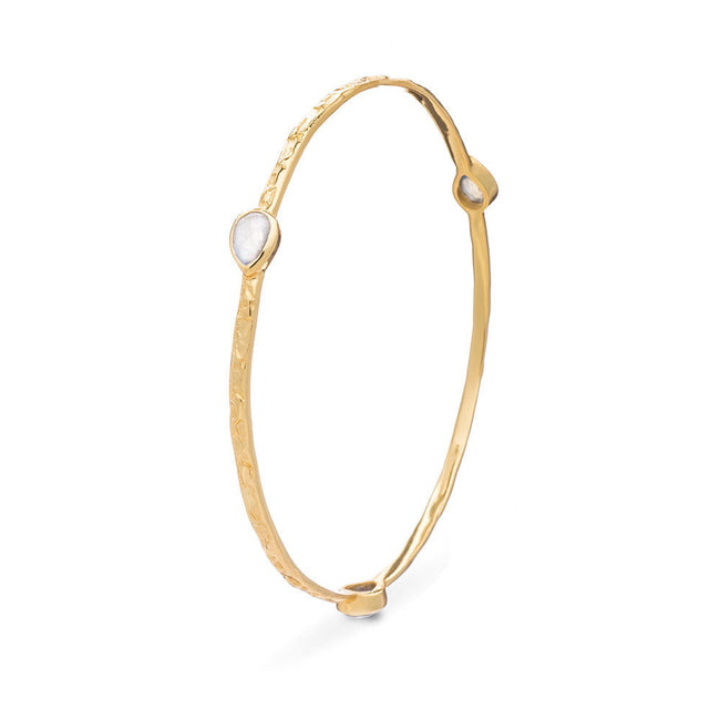 Simi Three Stone Stacking Bangle Rainbow Moonstone