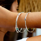 Simi Three Stone Stacking Bangle: Silver Pariba Onyx