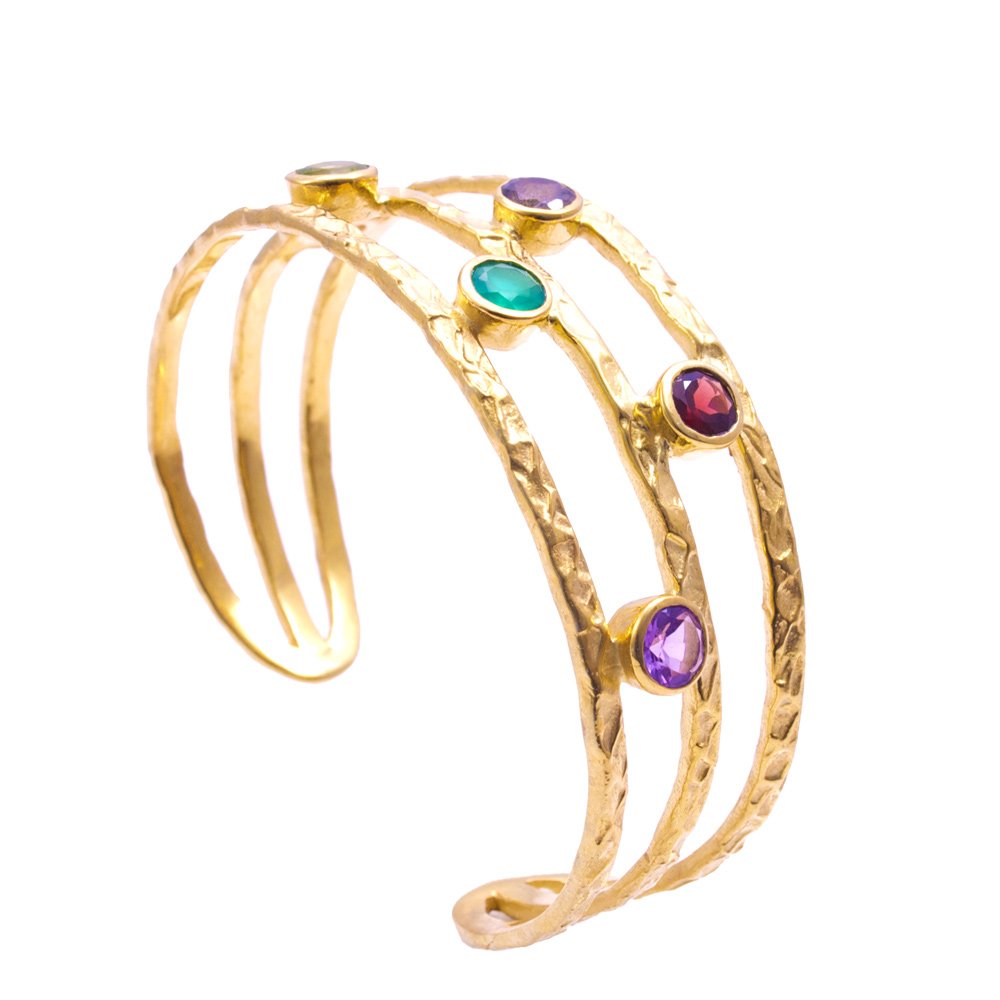 Thalia Gemstone Bangle with Garnet, Peridot, Labradorite & Amethyst