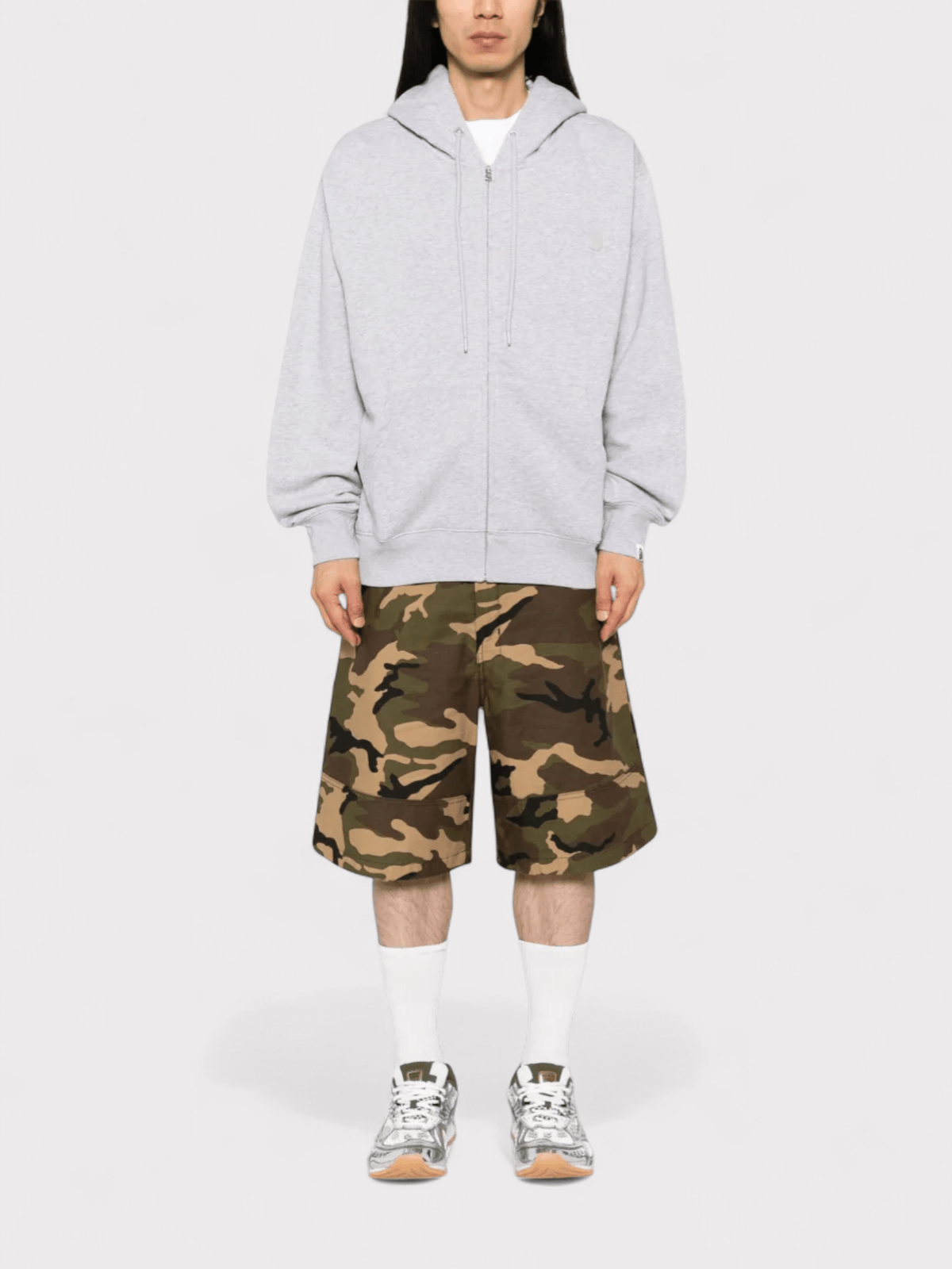 Bape One Point Zip Hoodie Grey