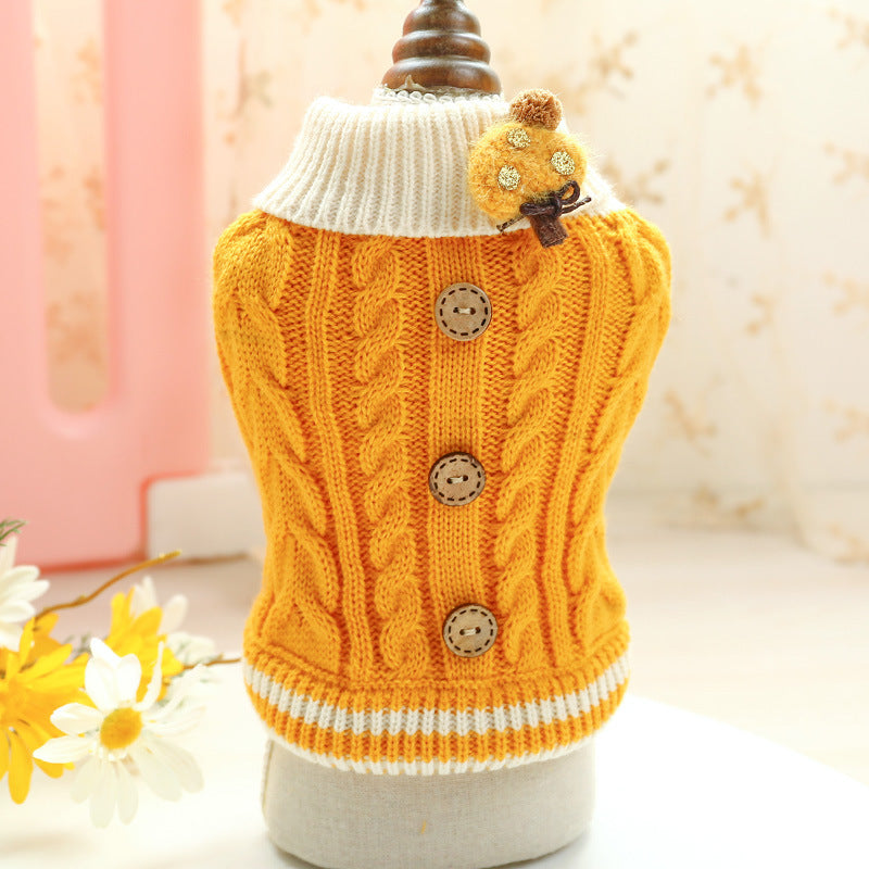 Ropa para perros/gatos con lazo y hebilla de madera cálida