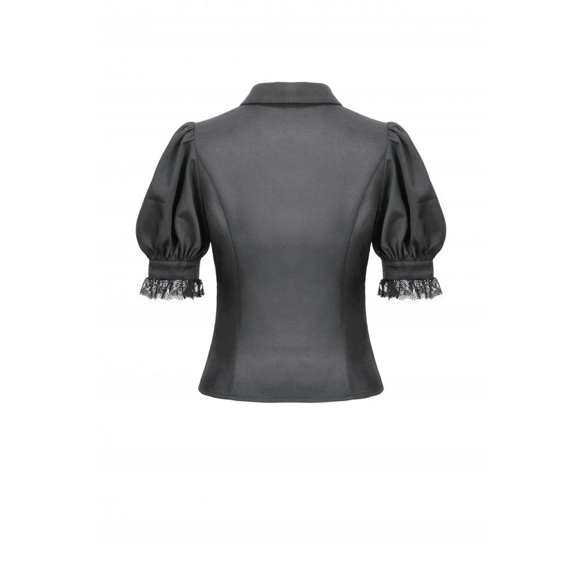 Dark in Love Viktoria Lace Ruffle Gothic Blouse in Black
