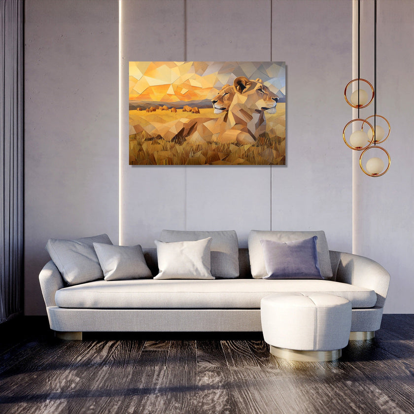 Geometric Lions Canvas