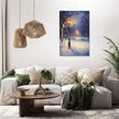 Snowfall Under Lamplight Canvas