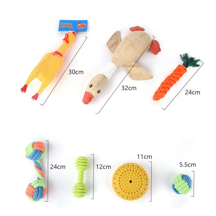 Pet Dog Cotton Rope Bite Resistant Plush Teeth Cleaning Toy Set