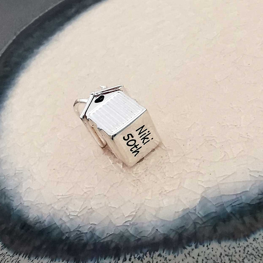 Beach Hut Personalised Silver Charm