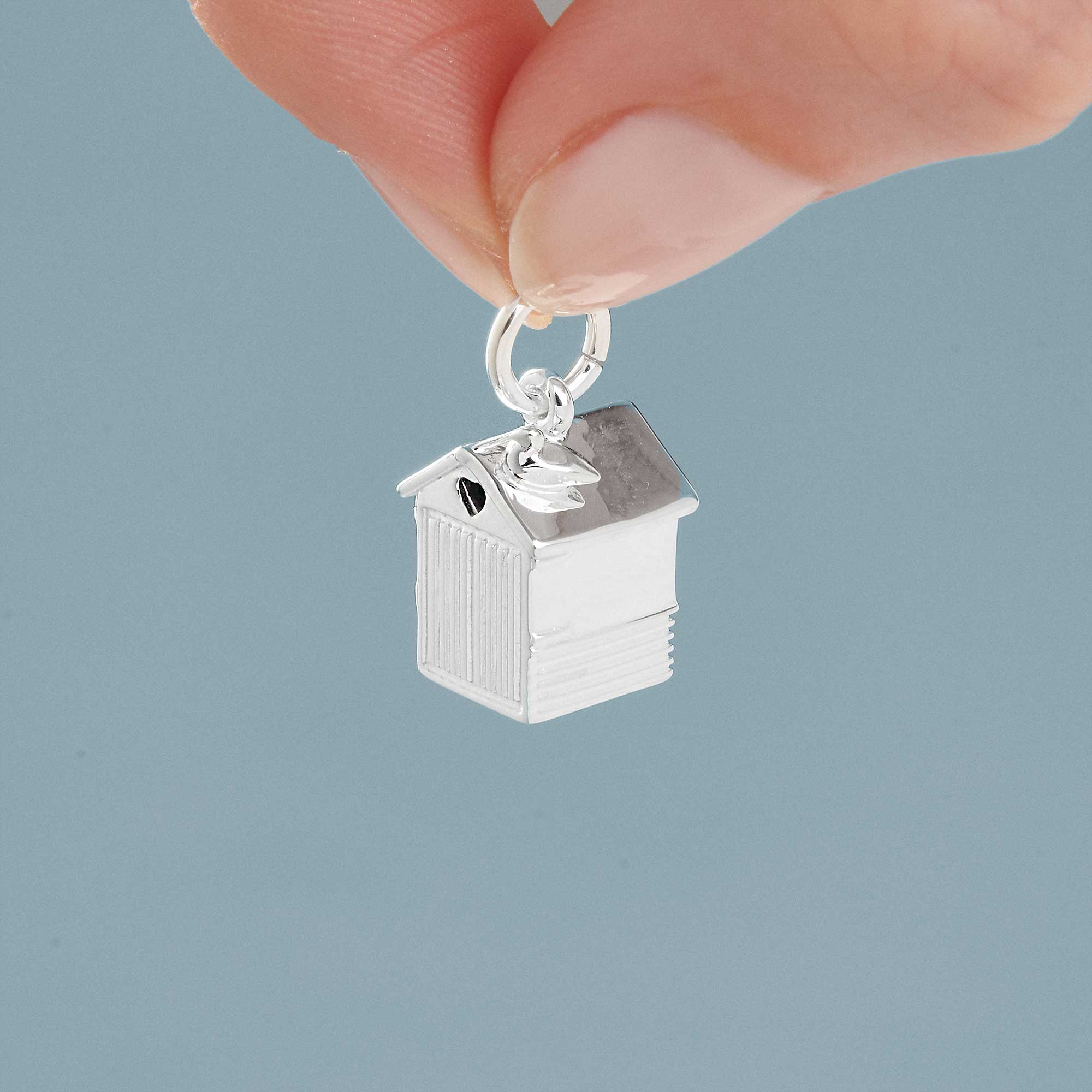 Beach Hut Personalised Silver Charm
