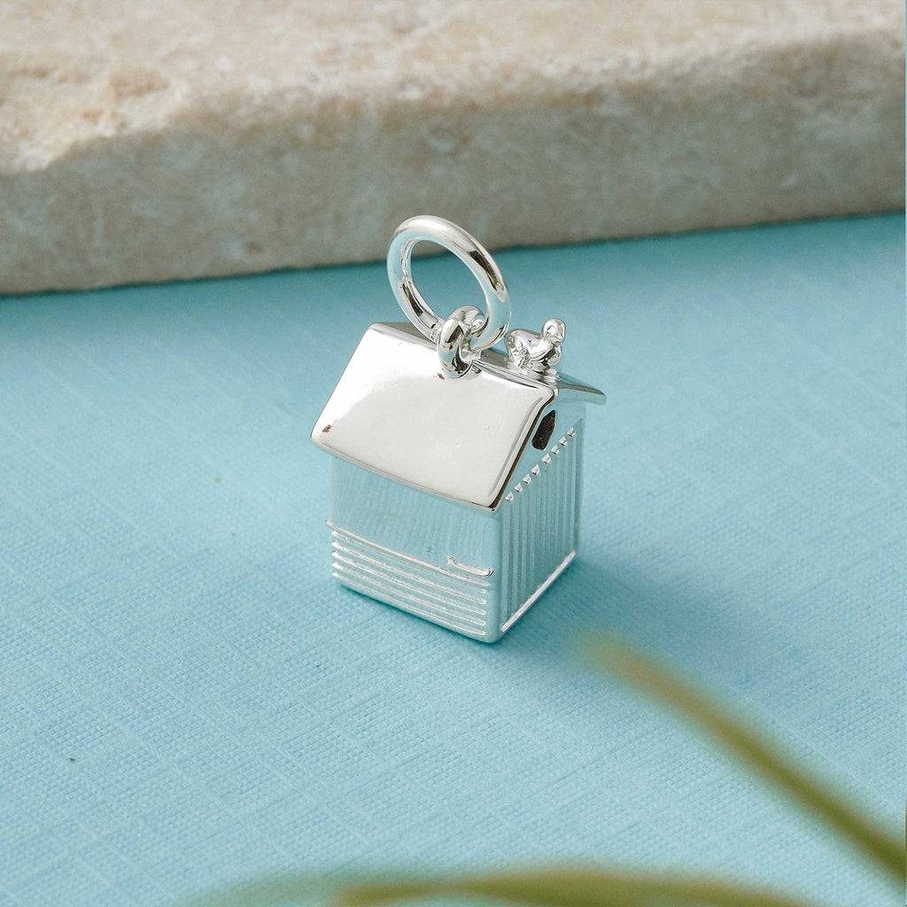 Beach Hut Personalised Silver Charm