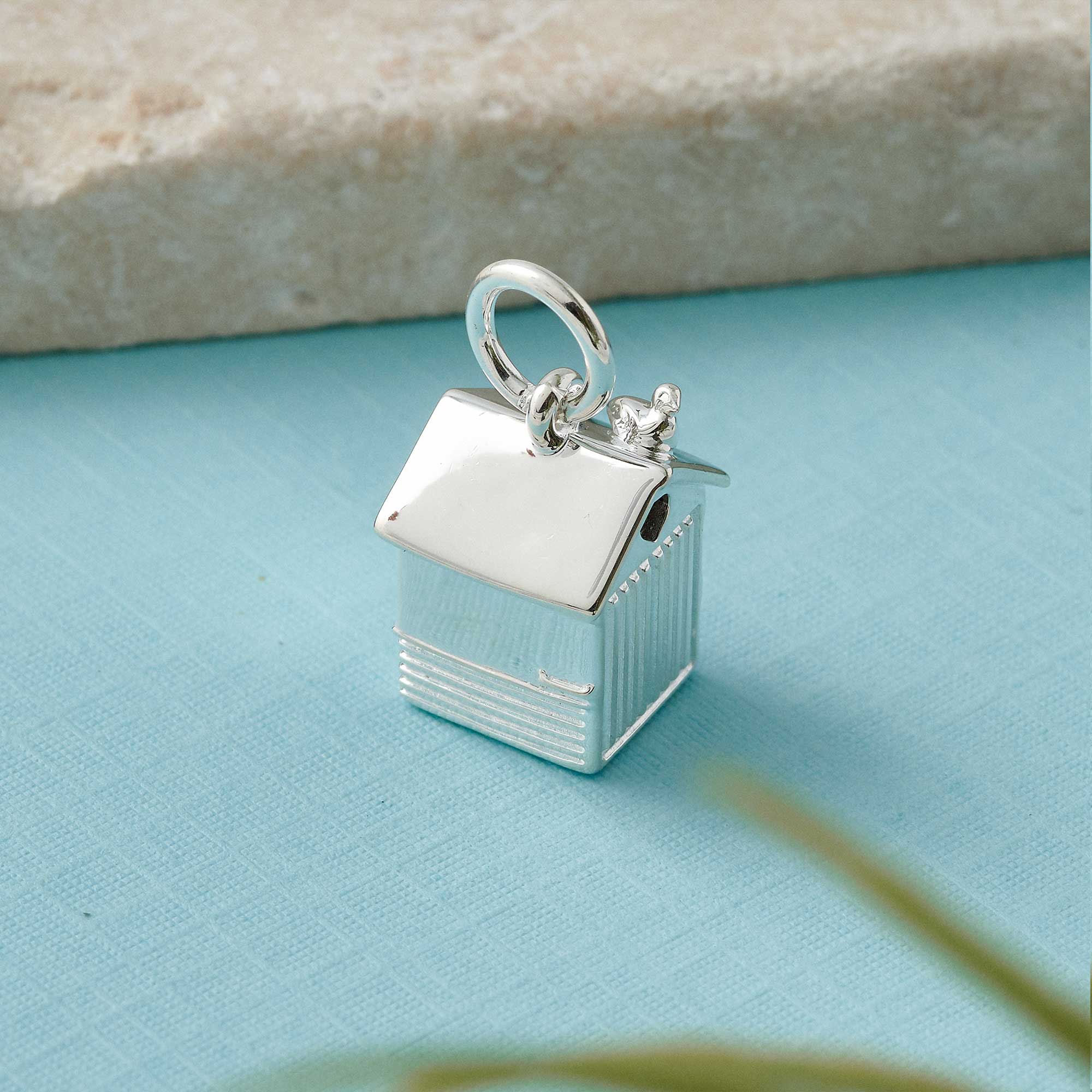 Beach Hut Personalised Silver Charm