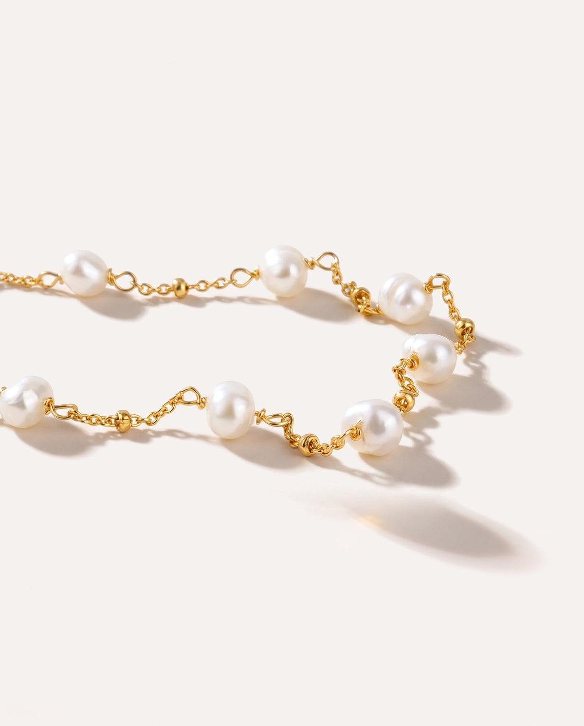 Beaded Chain Link Pearl Bracelet