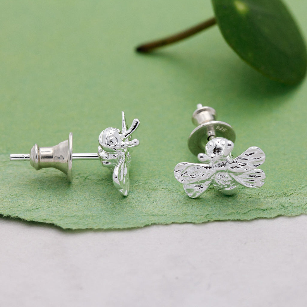 Bumble Bee Silver Stud Earrings