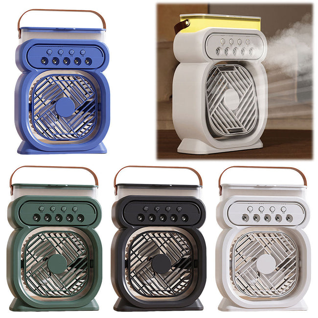 3-in-1 tragbare Klimaanlage, Verdunstungsluftkühler, LED-Nachtlichter, 3 Geschwindigkeiten, Luftbefeuchter-Ventilator für Zuhause und Büro