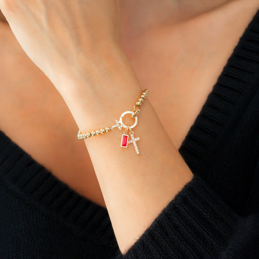 Cross Birthstone Bracelet