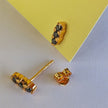 Ohrstecker-Set mit drei schwarzen Zirkonia in Gold