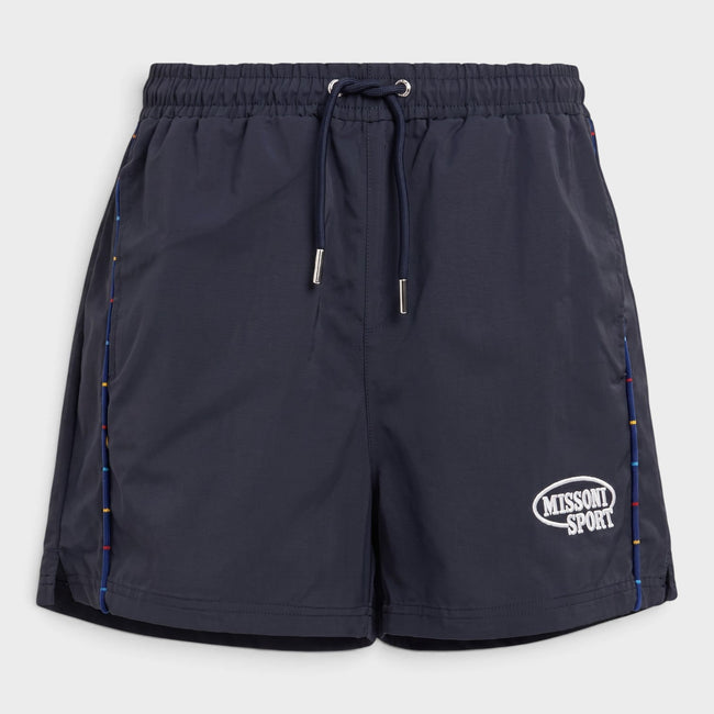 Pantalones cortos con logo bordado azules