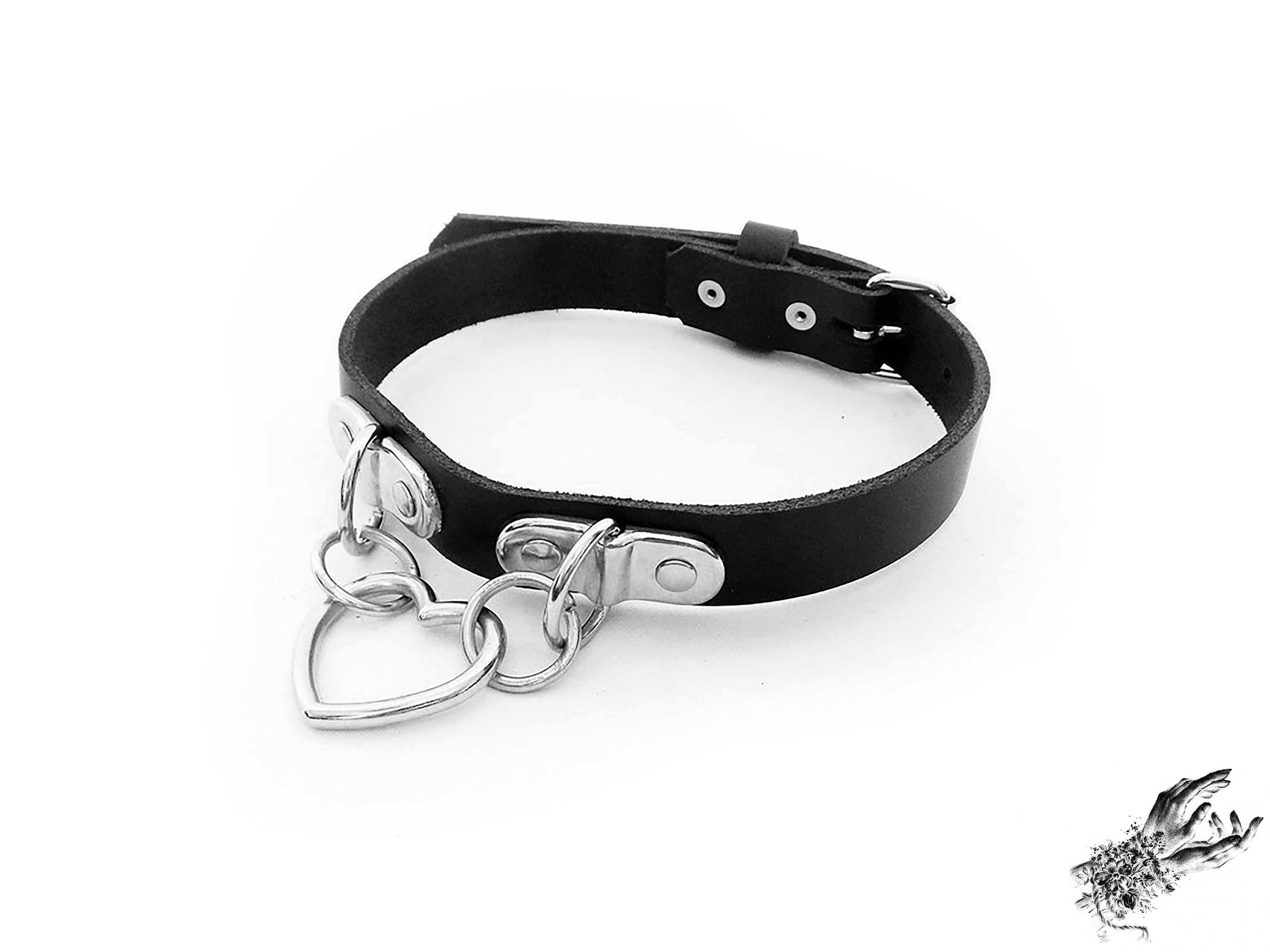 Black Bound Heart Ring Choker