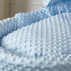 Blue Dimple White Wicker Baby Moses Basket With Stand