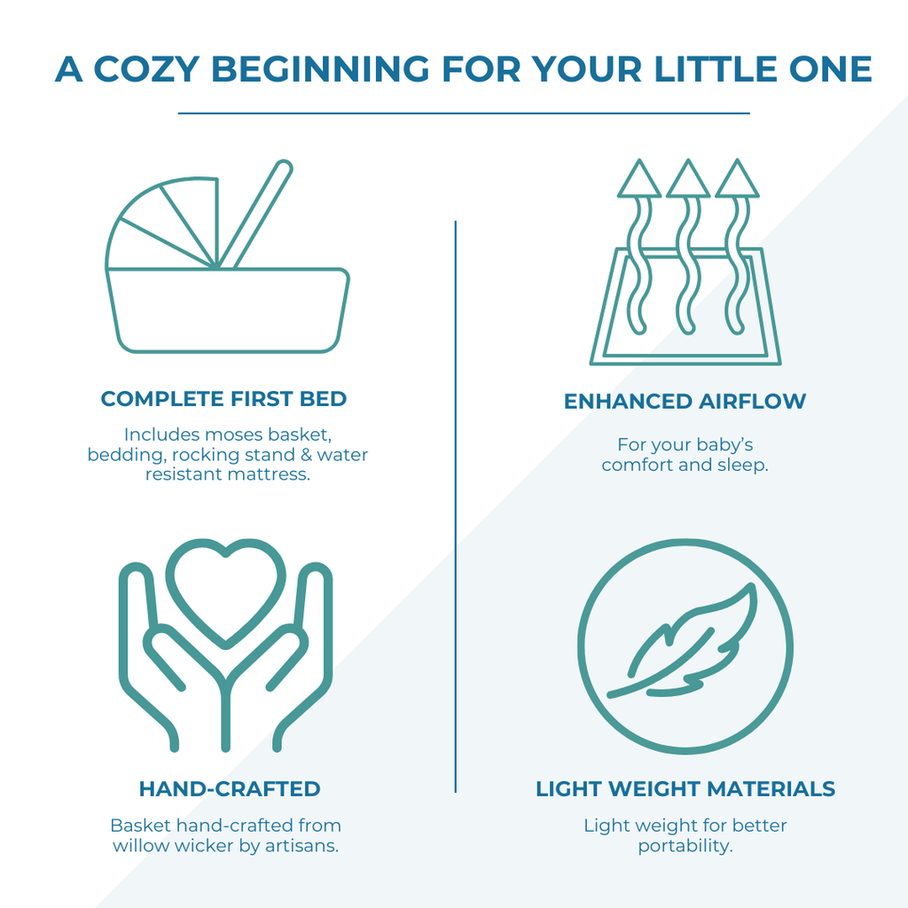 Pink Dimple White Wicker Baby Moses Basket With Stand